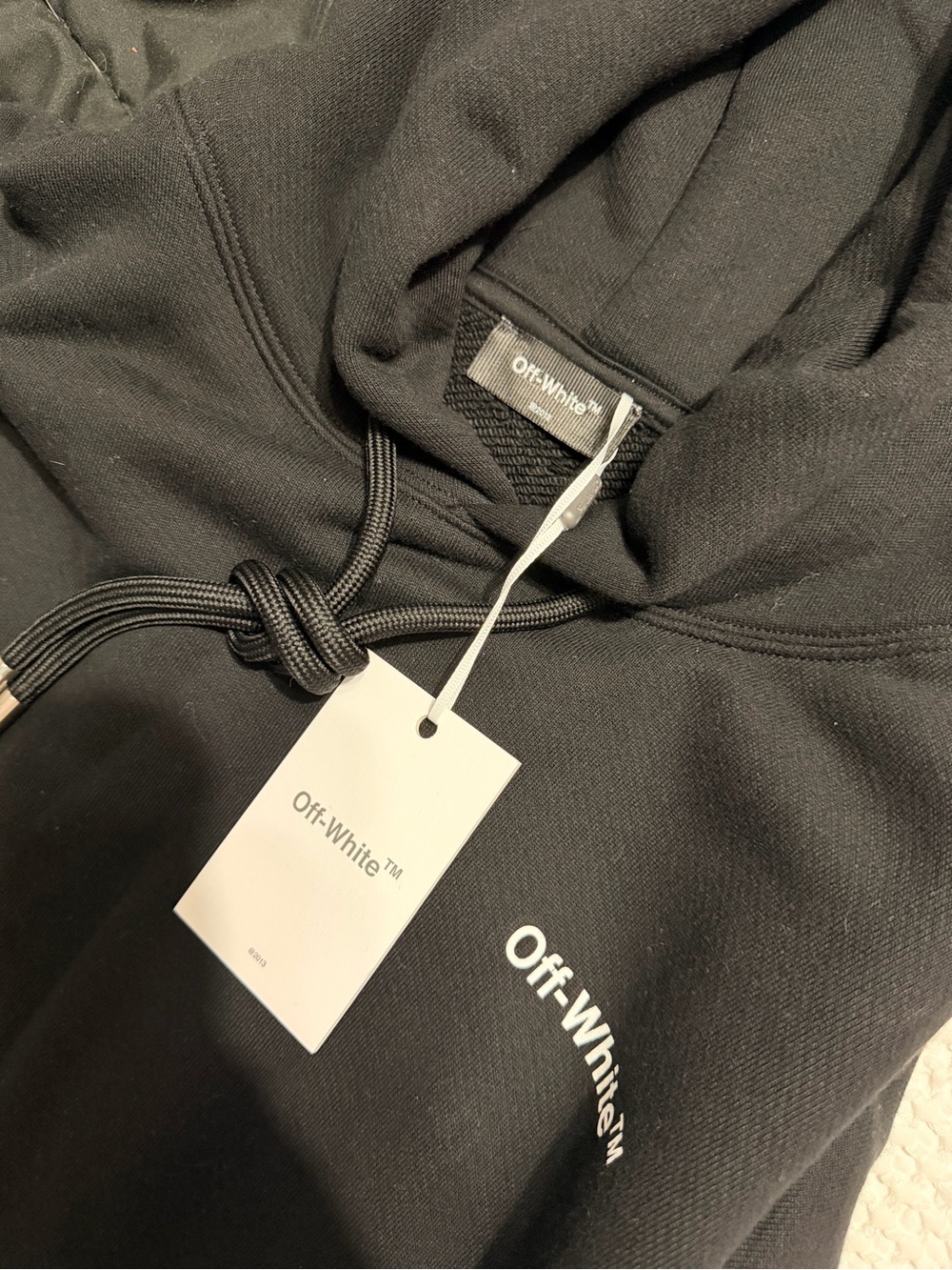 Off-White Black Crewneck Hoodie with White Logo